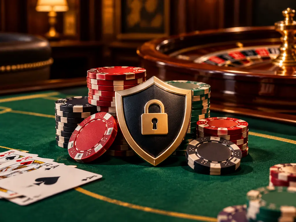 Perlindungan data kasino win33 dengan chip dan simbol keamanan